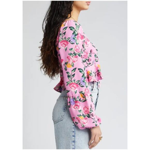 New ~ VERO MODA ~  Nya Print Crop Peplum Top Size XL SPRING SUMMER - Picture 4 of 8